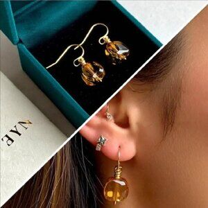 Shimmering Yellow/Golden Warped Tile Drop Earrings